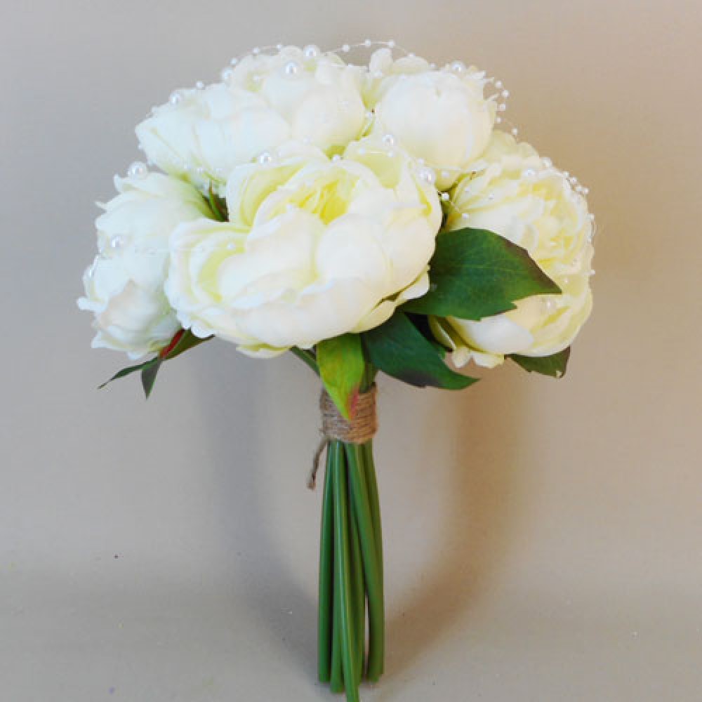 Peonies and Pearls Posy Large Cream 33cm Artificial Flowers